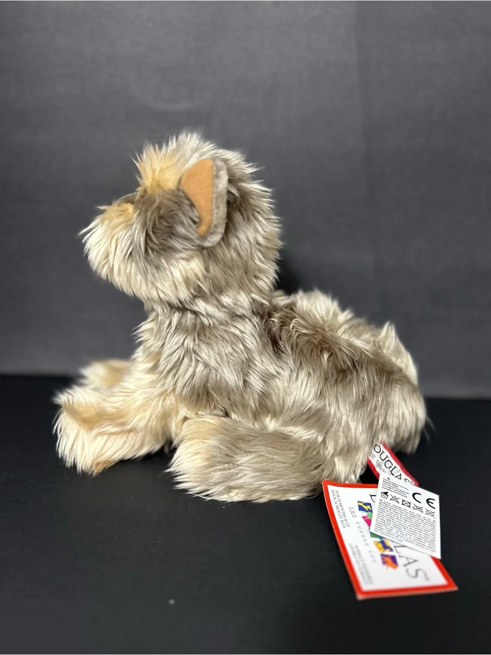 Plush Yorkie Dog Toy - Tan and Cream - Soft Squeaker
